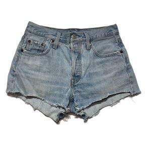 Levi's 501 Cutoff Jean Shorts 25 Light Wash High Rise Raw Hem Button Fly